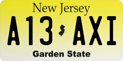 NJ license plate A13AXI
