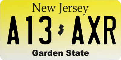 NJ license plate A13AXR