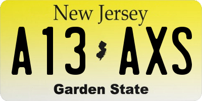 NJ license plate A13AXS