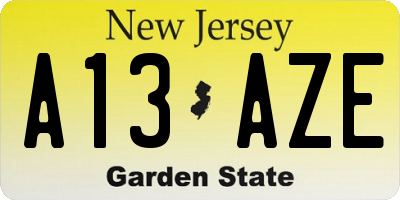 NJ license plate A13AZE