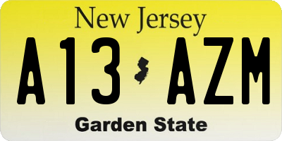 NJ license plate A13AZM