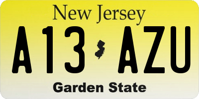 NJ license plate A13AZU