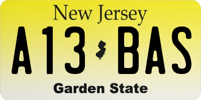 NJ license plate A13BAS