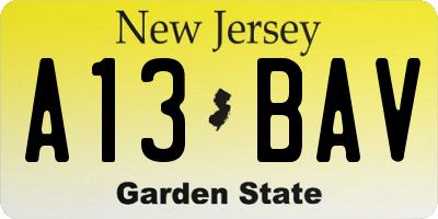 NJ license plate A13BAV