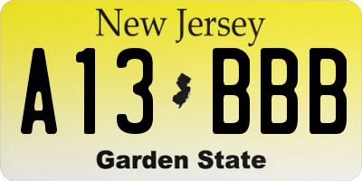 NJ license plate A13BBB