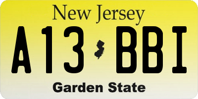 NJ license plate A13BBI