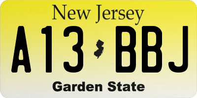 NJ license plate A13BBJ