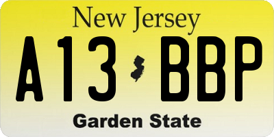 NJ license plate A13BBP
