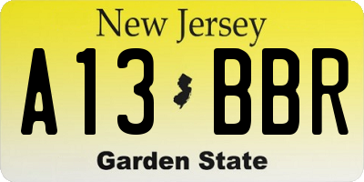 NJ license plate A13BBR