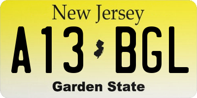 NJ license plate A13BGL