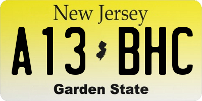 NJ license plate A13BHC