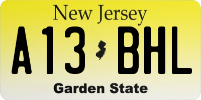 NJ license plate A13BHL