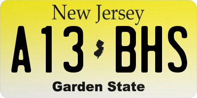 NJ license plate A13BHS