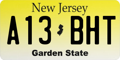 NJ license plate A13BHT