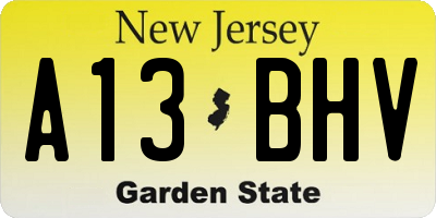 NJ license plate A13BHV
