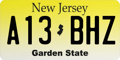 NJ license plate A13BHZ