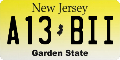 NJ license plate A13BII