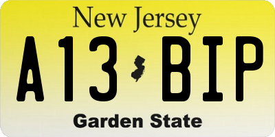NJ license plate A13BIP