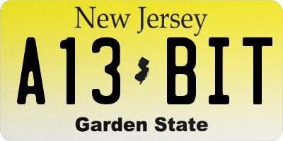NJ license plate A13BIT