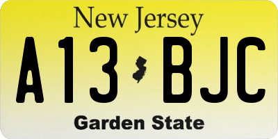 NJ license plate A13BJC