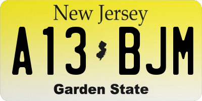NJ license plate A13BJM