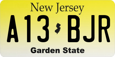 NJ license plate A13BJR