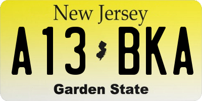 NJ license plate A13BKA