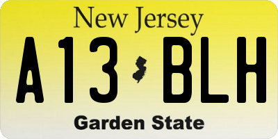 NJ license plate A13BLH