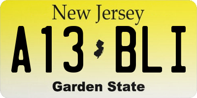 NJ license plate A13BLI