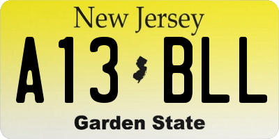 NJ license plate A13BLL