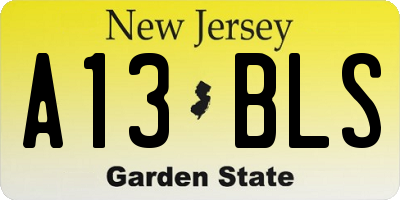 NJ license plate A13BLS