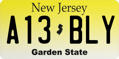 NJ license plate A13BLY
