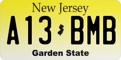 NJ license plate A13BMB