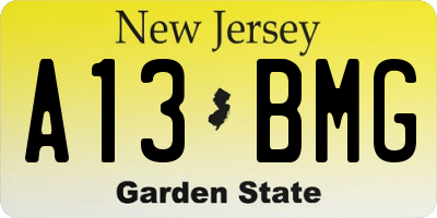 NJ license plate A13BMG