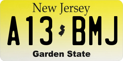 NJ license plate A13BMJ