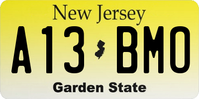 NJ license plate A13BMO