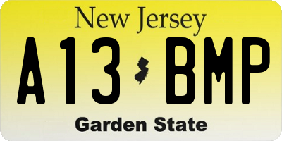 NJ license plate A13BMP