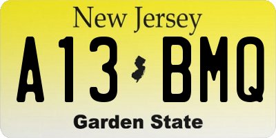 NJ license plate A13BMQ