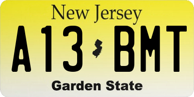 NJ license plate A13BMT