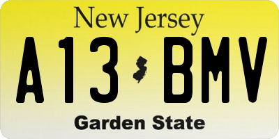 NJ license plate A13BMV