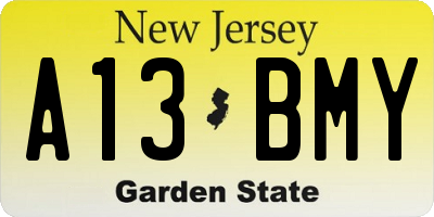 NJ license plate A13BMY