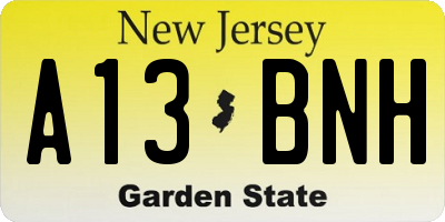 NJ license plate A13BNH