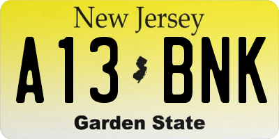 NJ license plate A13BNK