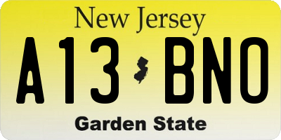 NJ license plate A13BNO