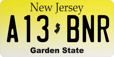NJ license plate A13BNR