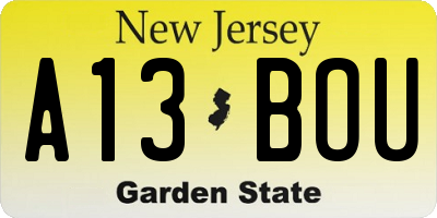 NJ license plate A13BOU
