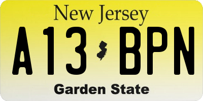 NJ license plate A13BPN