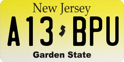 NJ license plate A13BPU