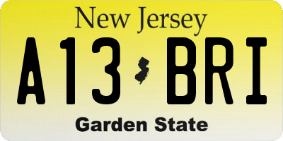 NJ license plate A13BRI