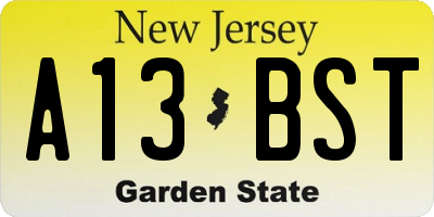 NJ license plate A13BST
